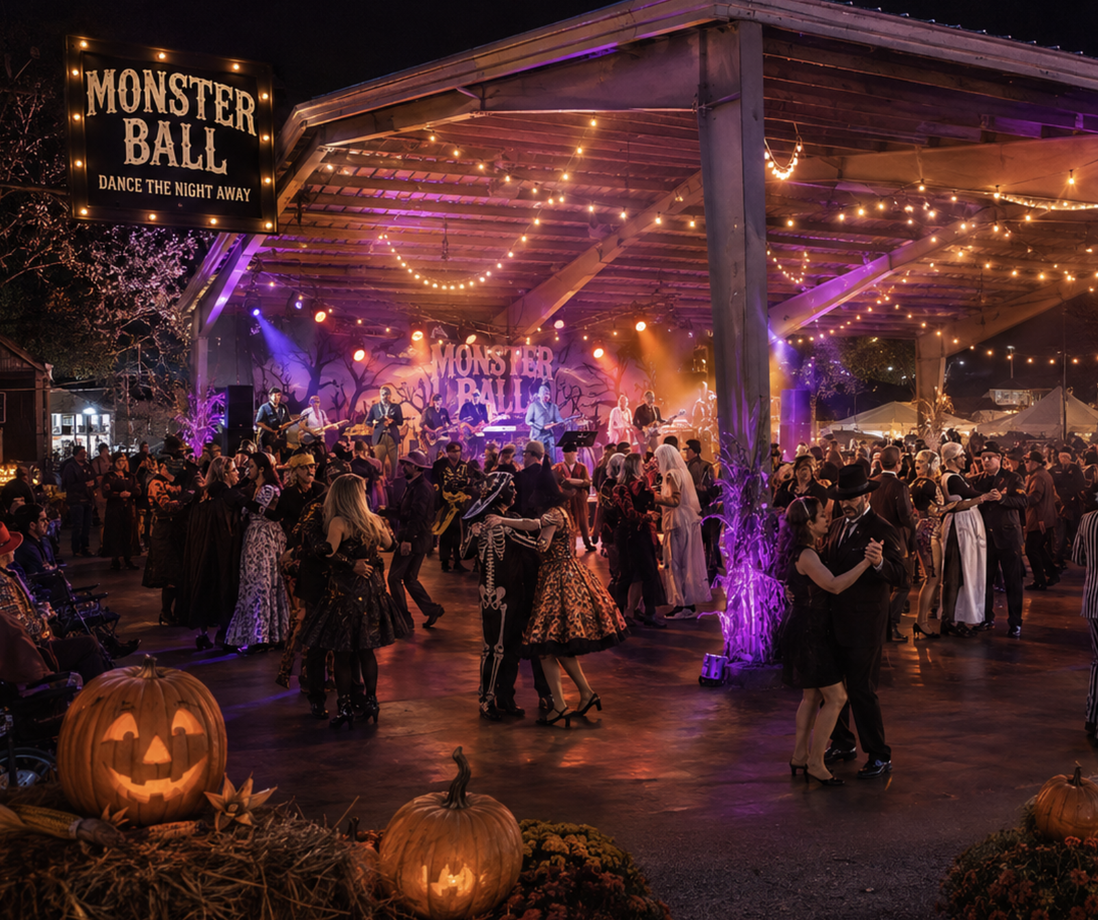 Monster Ball dance floor and costume party atmosphere
